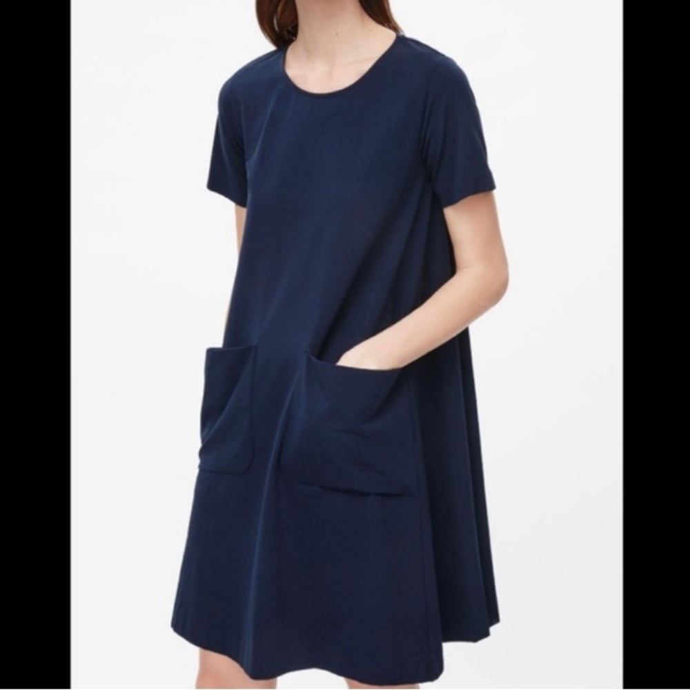 COS I XS/S A-Line Jersey Babydoll Dress with Pockets I navy